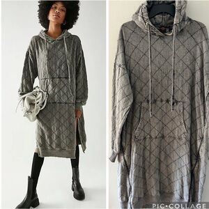 Free People FP One Astra Hoodie XS Light Charcoal Dress Grunge Casual Quilted